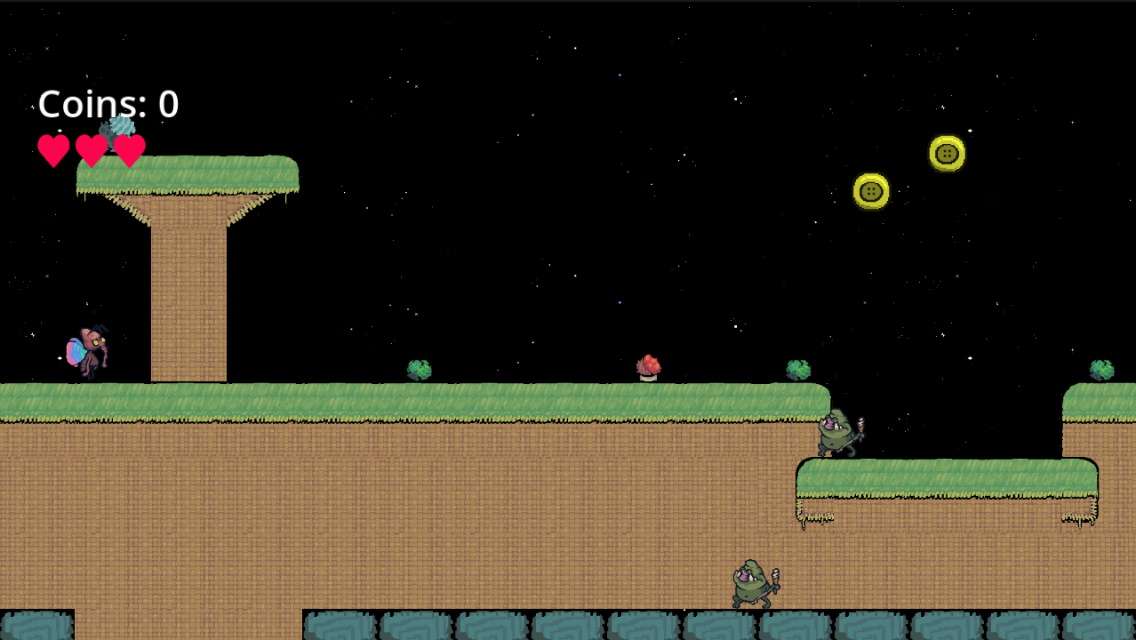 Il platform 2D giocabile con personaggio, nemici, monete e piattaforme